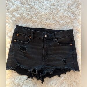 American Eagle Outfitters Black Distressed Jean Shorts